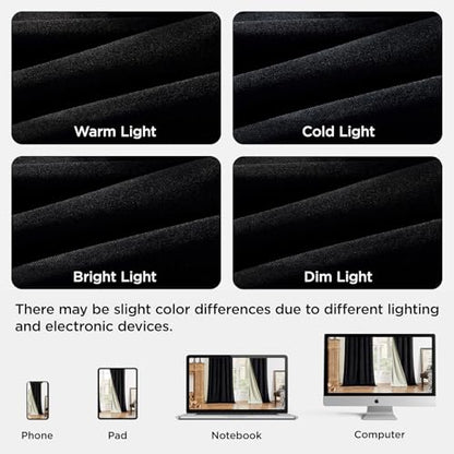 Joydeco 100% Blackout Curtains Velvet Black Out Curtain 108 Inch Drapes - color: Black, size: 42"W x 108"L (Pack of 2)