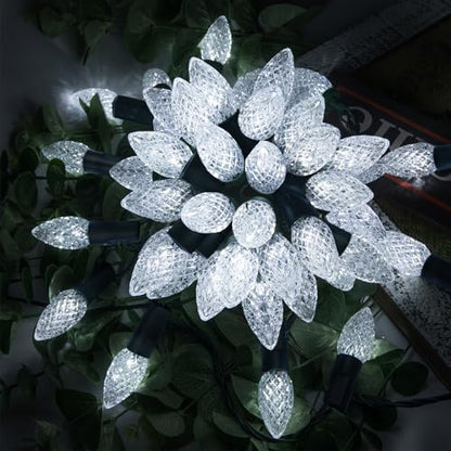 AWQ 200LED 66FT C6 Christmas String Lights Plug in Fairy Twinkle Multicolor - color: White