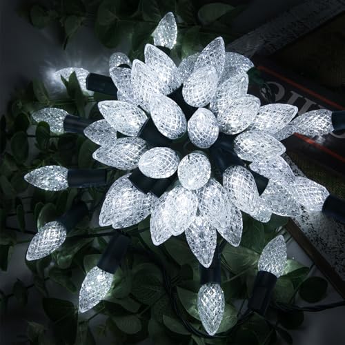 AWQ 200LED 66FT C6 Christmas String Lights Plug in Fairy Twinkle Multicolor - color: White