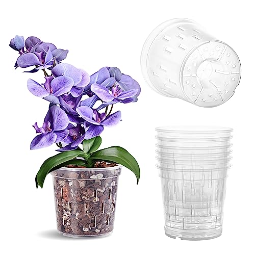 TRUEDAYS Orchid Pot, 6 Pack 6 Inch Plant Pot with Drainage - size: 6Inch-6Pack