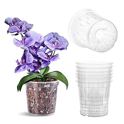 TRUEDAYS Orchid Pot, 6 Pack 6 Inch Plant Pot with Drainage - size: 6Inch-6Pack