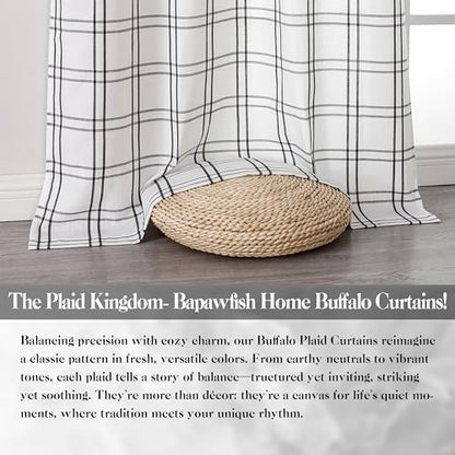 Black and White Buffalo Plaid Curtain Panel 54 Inch Long - color: Plaid Black/White, size: 40"W x 54"L (Pack of 2)