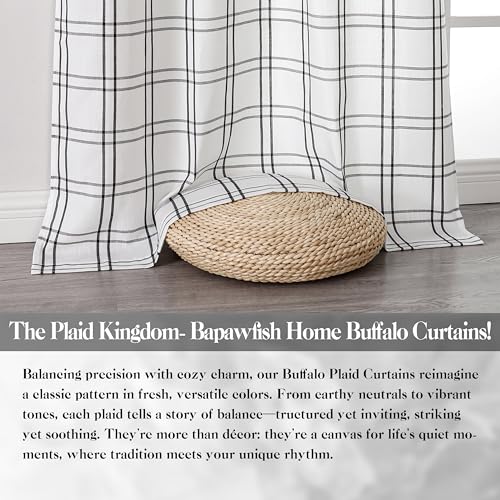 Black White Buffalo Plaid Check Curtain Panels 84 Inches Long - color: Plaid Black/White, size: 40"W x 84"L (Pack of 2)