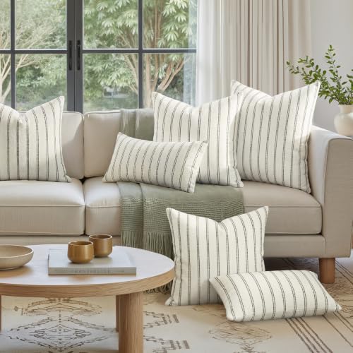 HOMEIDEAS Decorative Black and White Throw Pillow Covers 20x12 Set of 2 - color: Black Striped, size: 20" x 12" (Pack of 2)