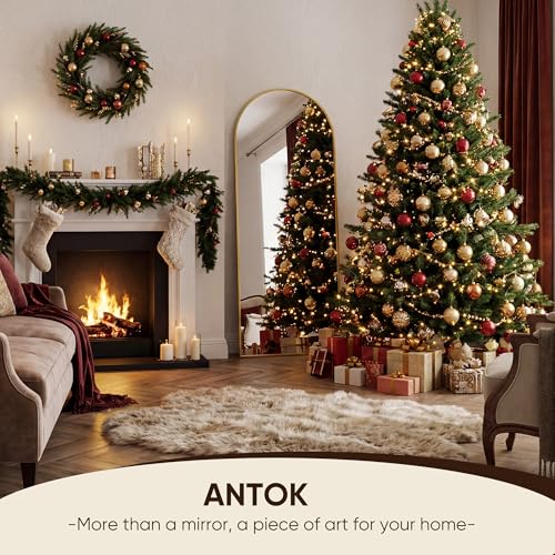Antok 58" x19” Arched Full Length Mirror, Floor Mirror with Stand,Gold - color: Gold, size: 58"L x 19"W