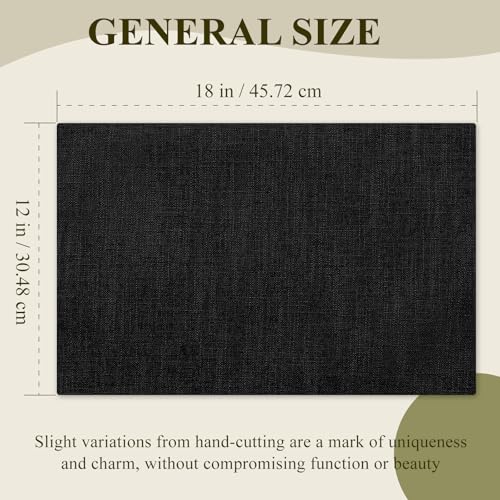 KXN Placemats Set of 4, Durable Dual-Layer Fabric Table Mats, Black - color: Black
