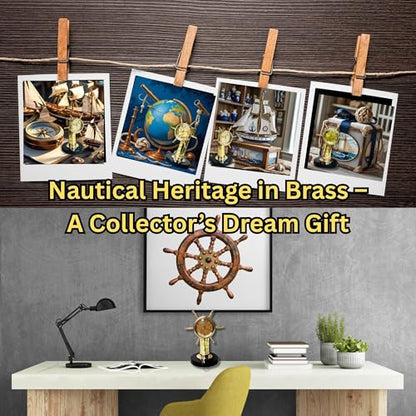 Ship Wheel Decorative Shipwheel CompassClock - Handmade Brass Tabletop Desk Decor Gift