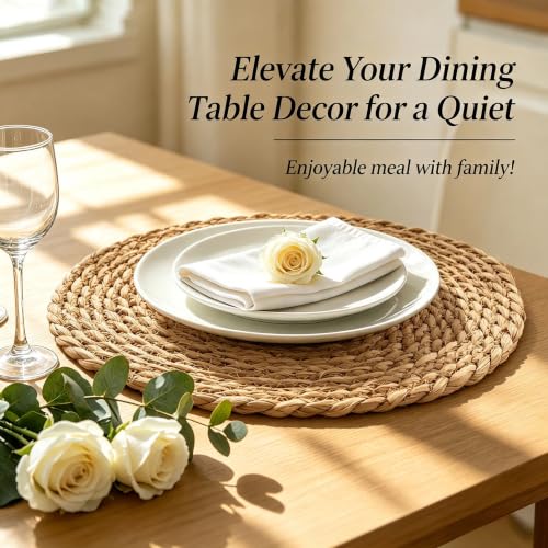 13.8" Round Woven Placemats Set of 8, Heat Resistant Plate Chargers - size: 13.8 Inch Set of 8