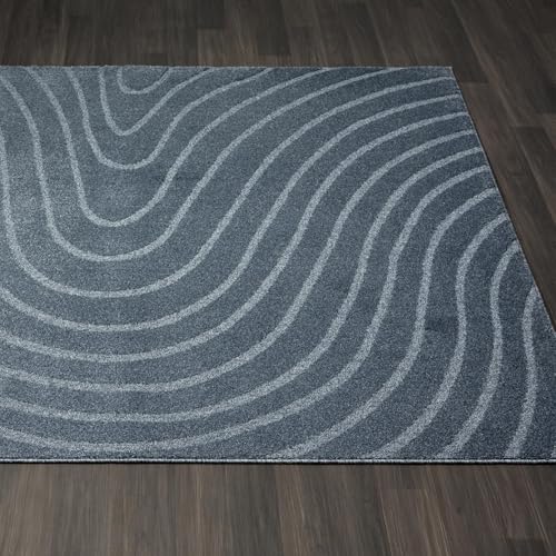 LUXE WEAVERS Modern Geometric Wave Blue 2x3 Area Rug - color: Blue, size: 2' x 3' (Rectangular)