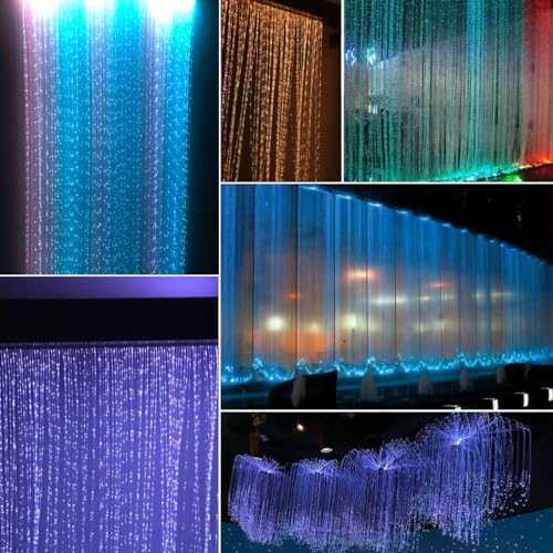 AKEPO 16W RGBW Optical Fiber Curtain Lights Kit, Waterfall Curtain Light for Sensory Room Decoration with Flash Point Fiber Optic Cables 450 Strands 0.03in/0.75mm 13.1ft/4m - size: 450pcs*0.03in*13.1ft
