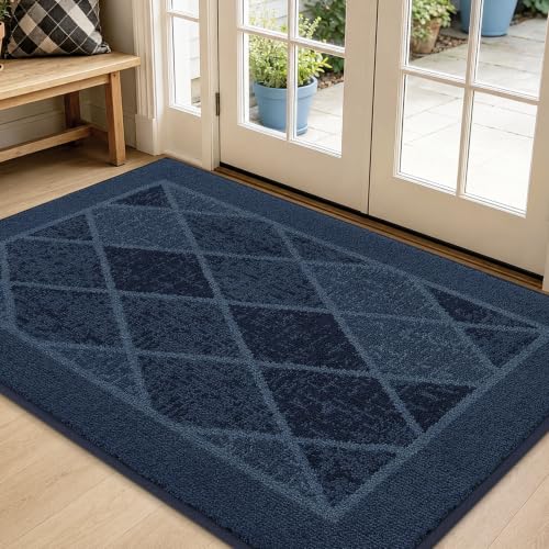 BEQHAUSE Dirt Trapper Door Mats 36" x 60", Non-Slip Washable, Navy Blue - color: Navy Blue/Multi Tone, size: 36" X 60" (Rectangular)