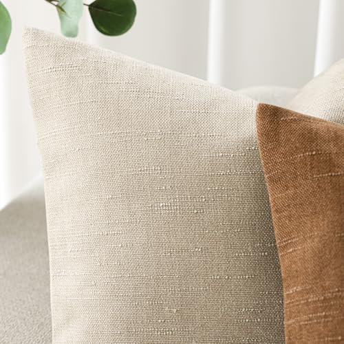 Foindtower Solid Textured Chenille Throw Pillow Covers 16x16 Inch,Beige - color: Cement, size: 16" x 16" (Pack of 2)