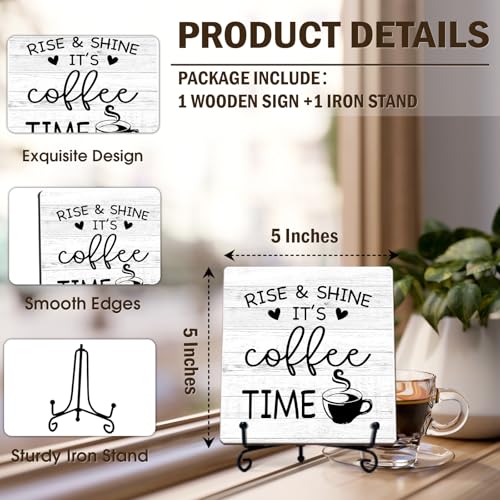Minimalism Coffee Bar Decor, 5"x5" Coffee Bar Sign - color: Pure Driftwood White