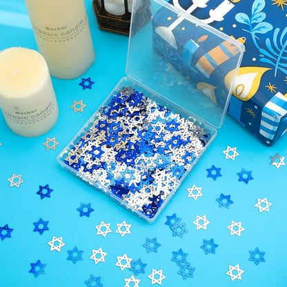 MARFOREVER Star of David Glitter Confetti Hanukkah Party Table Decorations - style: Hanukkah