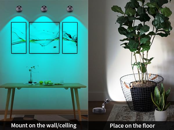 LEASTYLE Wireless Spotlight Indoor,Battery Operated Grow Light for Plants with Remote, LED Cordless Dimmable Picture Lights for Wall Paintings Artwork Display(2 Pack)