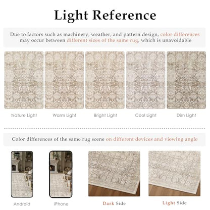 Beige 2x10 Runner Rug Neutral Distressed Carpet - color: Accent | Beige, size: 2' x 10' (Runner)