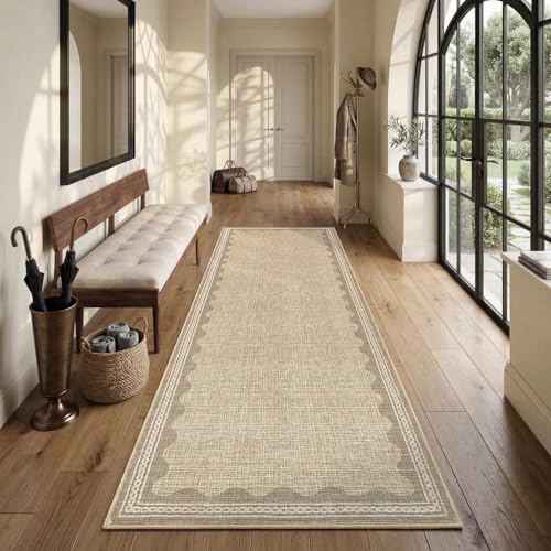 GarveeHome Scalloped Rug - color: Jute, size: 2' x 8' (Runner)