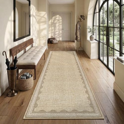 GarveeHome Scalloped Rug - color: Jute, size: 2' x 10' (Runner)