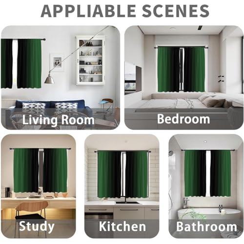Black Green Curtains, Ombre, 2 Panels, 42" W x 63" L, Rod Pocket - color: Green Black, size: 42"W x 63"L (Pack of 2)