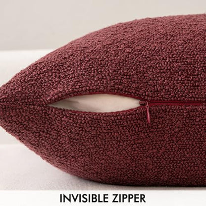 MIULEE Christmas Textured Boucle Lumbar Pillow Cover for Bed 12x20 Burgundy Red - color: Burgundy Red, size: 20" x 12" (Pack of 1)