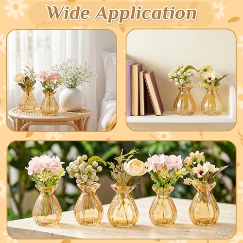 20 Pieces 3.5 Inch Glass Bud Vase Mini, Amber - color: Amber