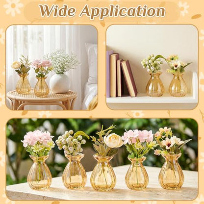 20 Pieces 3.5 Inch Glass Bud Vase Mini, Amber - color: Amber