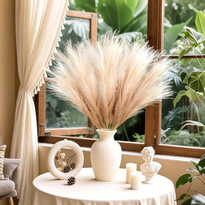 Faux Pampas Grass, 8 Pcs 35.4" Tall Pampas Grass Vase Filler, Beige Mixed - color: Beige, size: 35.4inch-8Pcs