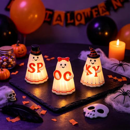 Wondise Spooky Ghost Halloween Flameless Candles with 6hrs Timer - color: 2-Ghost