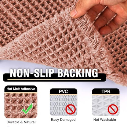 H.VERSAILTEX Upgraded Waffle Bath Mat Super Absorbent Non Slip Bath Rug Soft Pink 17" x 24" - color: Soft Pink, size: 17" x 24"