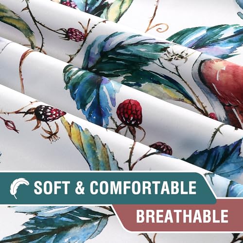 H.VERSAILTEX 100% Blackout Curtains 84 inch Length 2 Panels Set Printed Drapes Thermal Insulated Curtains for Bedroom with Black Liner Sound Proof Curtains, Wild Berry and Bird - color: Wild Berry and Bird, size: 52"W x 84"L (Pack of 2)