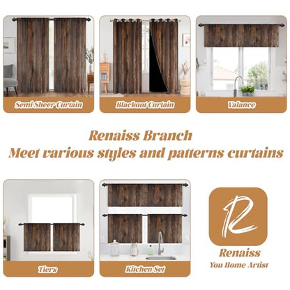 Rustic Retro Wood Blackout Curtains for Bedroom 26x63 Grommet 2 Panels - color: Brown, size: 26"W x 63"L (Pack of 2)