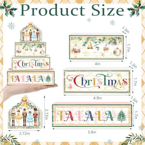 Britimes Tiered Tray Decor Set, 4 Pack, Wooden Table Sign, Nutcracker - style: Christmas Nutcracker