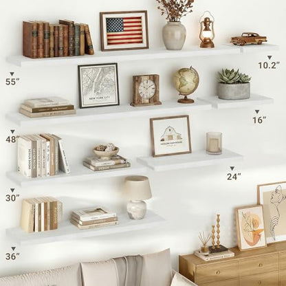 Vivelove 10" Deep Floating Shelves, 24”Wide Set of 2, White - color: White, size: 23.6”wx10.2”dx1.5”h
