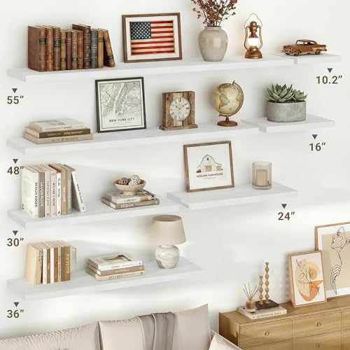 Vivelove 10 in Deep Floating Shelves 16” Set of 2, White - color: White, size: 15.7”wx10.2”dx1.5”h