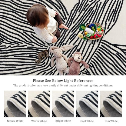 2x6 Washable Runner Rug for Hallway, Black and Cream White Modern Abstract - color: Modern Lines Beige, size: 2' x 6' (Rectangular)