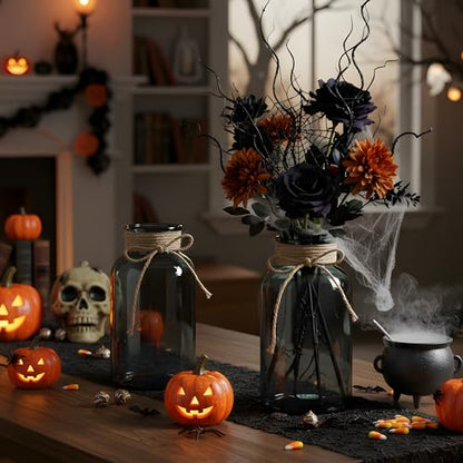12 Pack Mason Jar Vases for Centerpieces, Black Glass Flower Vase - color: Black