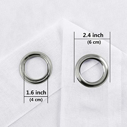 DWCN White Sheer Curtains Linen Look Grommet Long Curtain for Bedroom Voile Sheer Drapes Set of 2 Panels, 52 x 108 Inch Length - color: White, size: 52"W x 108"L (Pack of 2)