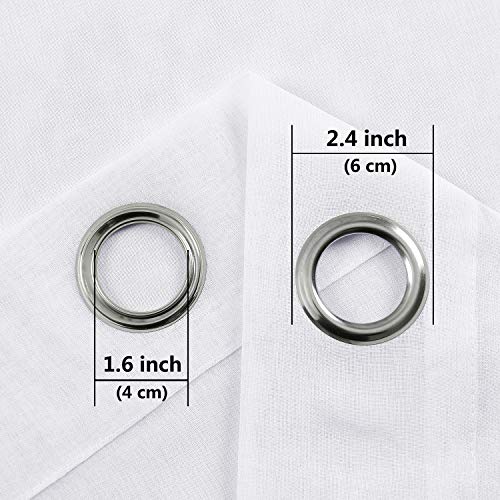 DWCN White Sheer Curtains for Living Room Bedroom - Faux Linen Look Voile Drapes Grommet Top Window Curtain Panel 52 x 120 Inches Long, Set of 2 Panels - color: White, size: 52"W x 120"L (Pack of 2)