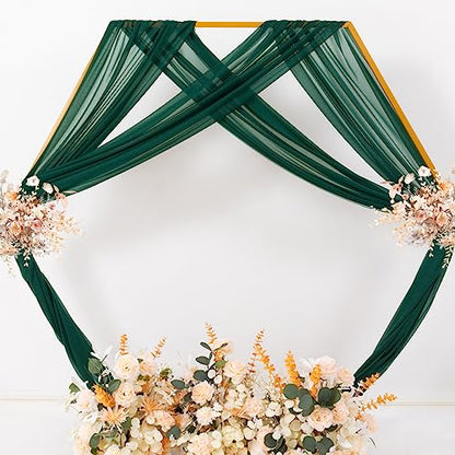 Sheer Wedding Arch Draping Fabric 29" x 20 FT 2 Panels Emerald Green - color: Emerald Green, size: 29"w x 240"l (Pack of 2)