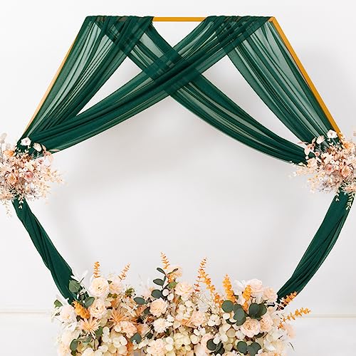 Sheer Wedding Arch Draping Fabric 29" x 20 FT 4 Panels Emerald Green - color: Emerald Green, size: 29"w x 240"l (Pack of 4)