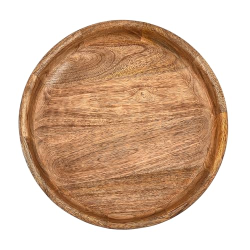Kaizen Casa Mango Wood Decorative Bowl – Handcrafted Table Centerpiece with Deep Round Burnt Finish | Rustic Farmhouse Wooden Décor for Dining & Living Room (12" X 12" X 2.5")