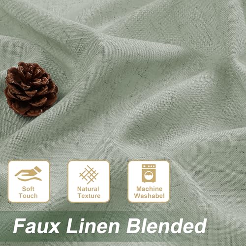 H.VERSAILTEX Linen Semi-Sheer Curtains 63 Inch for Living Room, Green Bay - color: Green Bay, size: 52"W x 63"L (Pack of 2)