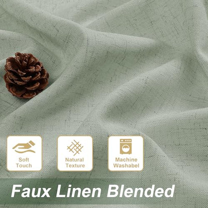 H.VERSAILTEX Linen Semi-Sheer Curtains 63 Inch for Living Room, Green Bay - color: Green Bay, size: 52"W x 63"L (Pack of 2)