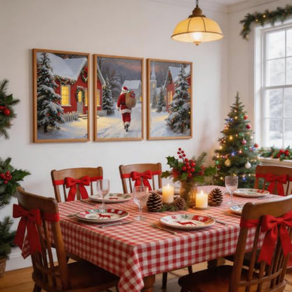 Aurlan 3 Pcs Santa Is Coming To Town Framed Wall Art 24x36 Inch - color: Santa Claus is Coming to Town, size: 24"L x 36"W