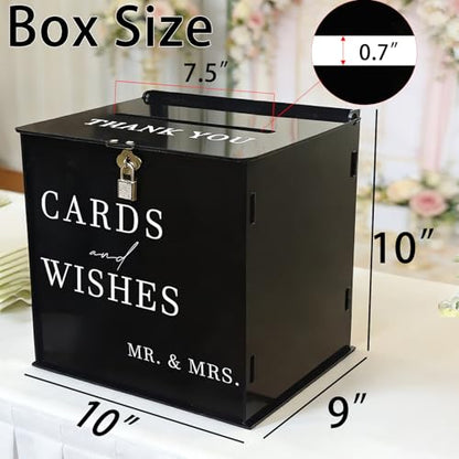 Black Acrylic Card Box with Slot & Lock, DIY Large Wedding Card Boxes for Reception, Elegant Money Envelop Gift Cards Box for Party Wedding Birthday Baby Shower Graduation Table Decor - style: Acrylic