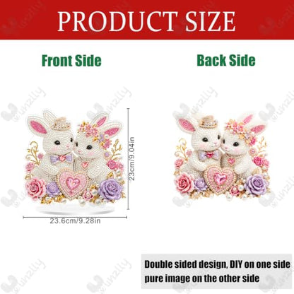 Yunzlly Stand Up Diamond Art Painting Kit, Desktop Gem Painting Ornament Kit for Adults, Tabletop Acrylic Diamond Board Painting (Rabbits) - color: Rabbits