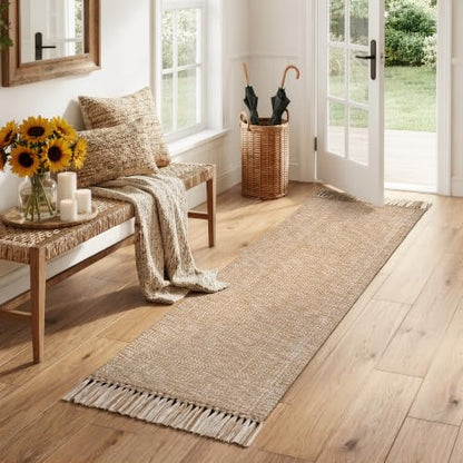 Collive 2' x 6' Kitchen Runner Rug, Modern Farmhouse Washable Bathroom Mat - color: Tan/Cream, size: 2' x 6' (Rectangular)