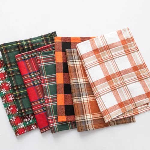 AQOTHES Fall Plaid Placemats Set of 4, Orange Checkered Table Mats 12×18 - color: Orange
