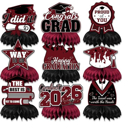 Graduation Table Decorations, Graduation Centerpieces for Tables - style: Maroon Gold Graduation