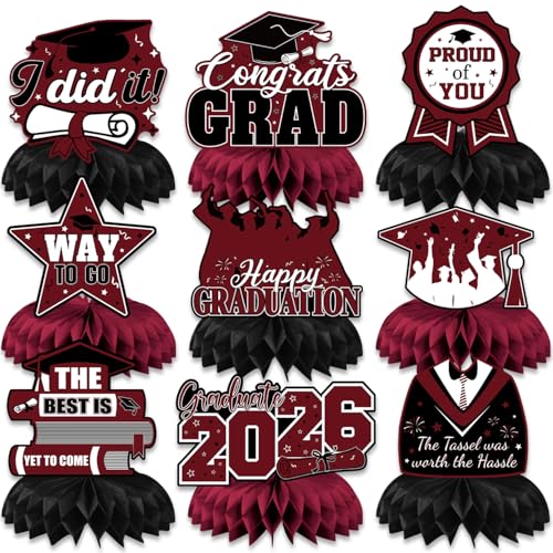 Graduation Table Decorations, Graduation Centerpieces for Tables - style: Maroon Gold Graduation